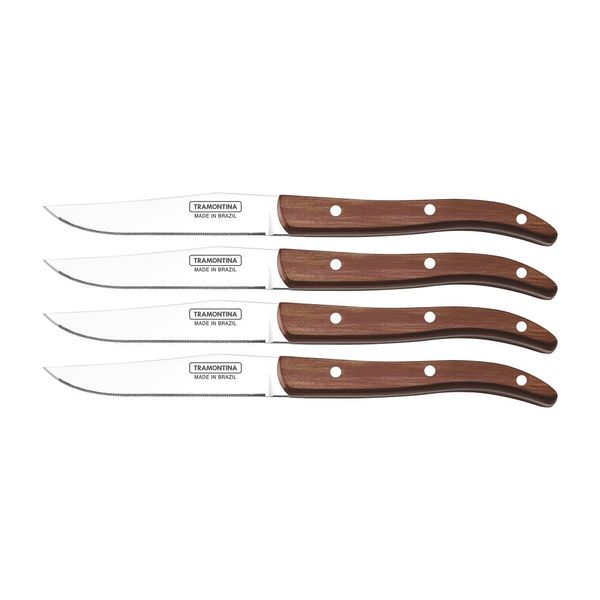 Tramontina 4pc 4''(10cm) Steak Knives Set Polywood Premium, Dishwasher Safe