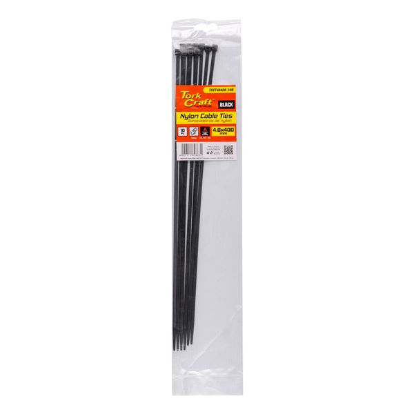 Tork Craft Nylon Cable Ties 4.8mm X 400mm Black - Pack Of 10