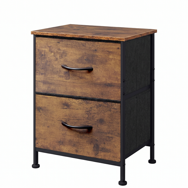 Modern Bedroom Nightstand Storage Cabinet with 2 Fabric Drawers