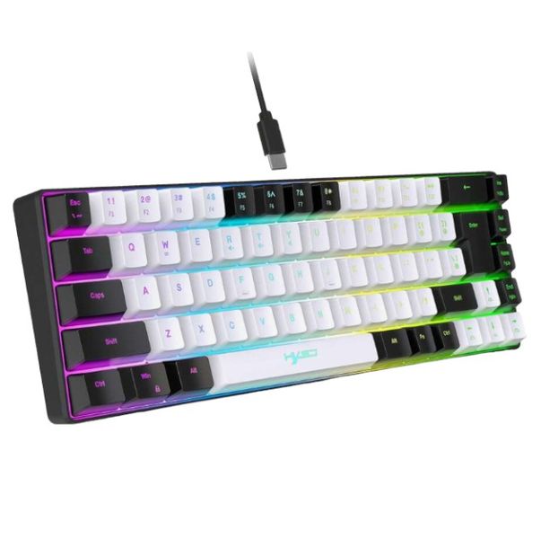 HXSJ - Wired Portable Gaming Keyboard With RGB Lighting - Black