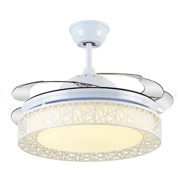 Drlight White Bird Nest Style 4 Blade Ceiling Fan With Extendable Blades