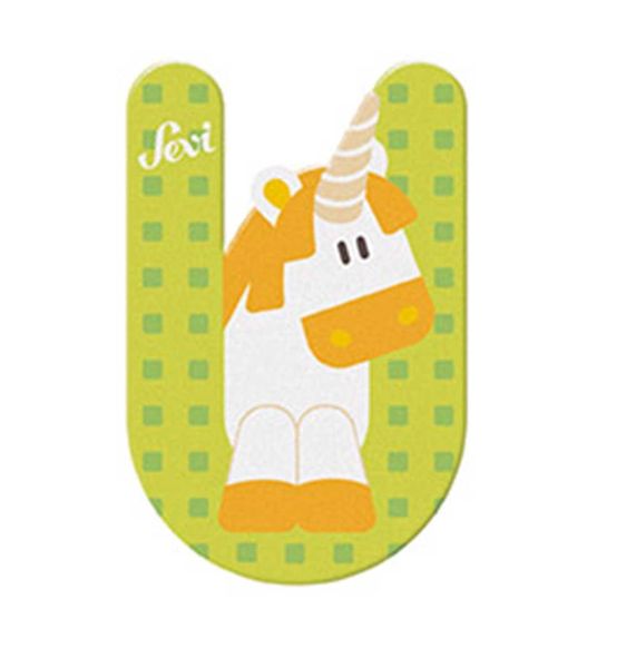 Sevi Wooden Letter U Unicorn 10cm - Pink