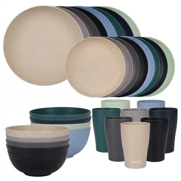 MIkaco Dinnerware Set-Plates Bowls Cups for Camping Picnic &amp; Home-32-Piece
