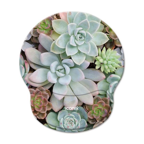 Iconix Glowing Succulents Mouse Pad with Gel Wrist Guard Support
