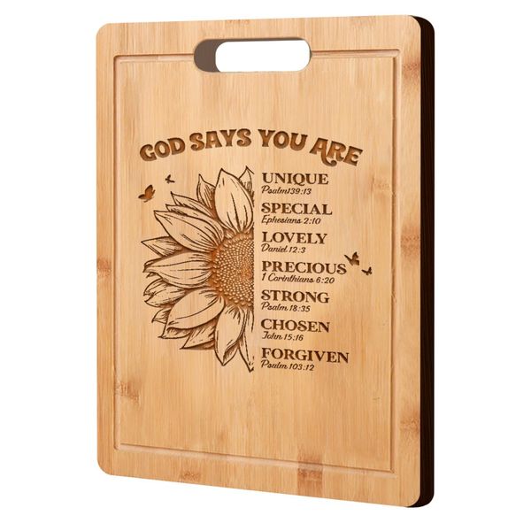 Bamboo Cutting Board Engraved Sunflower Prayer Board with Scripture Quotes