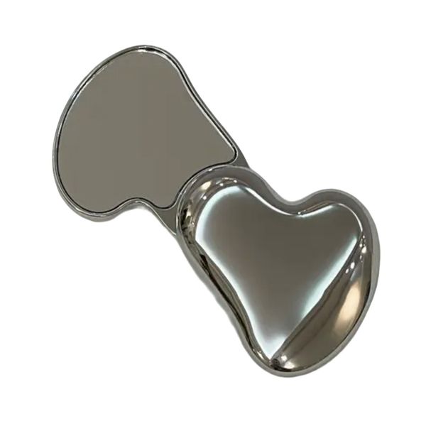 Elegant Double-Sided Metal Heart-Shaped Portable Makeup Mirror