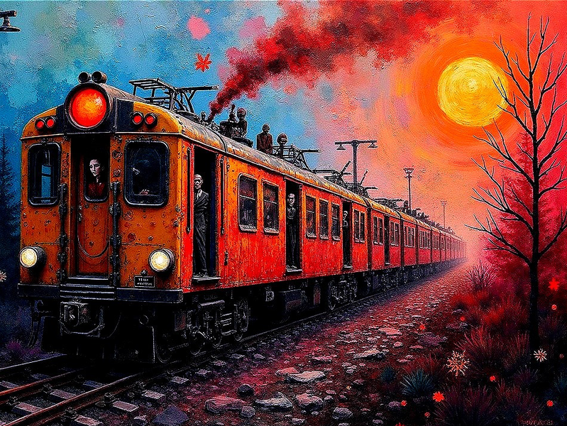 Modern Canvas Wall Art Home Decor - Vibrant Train