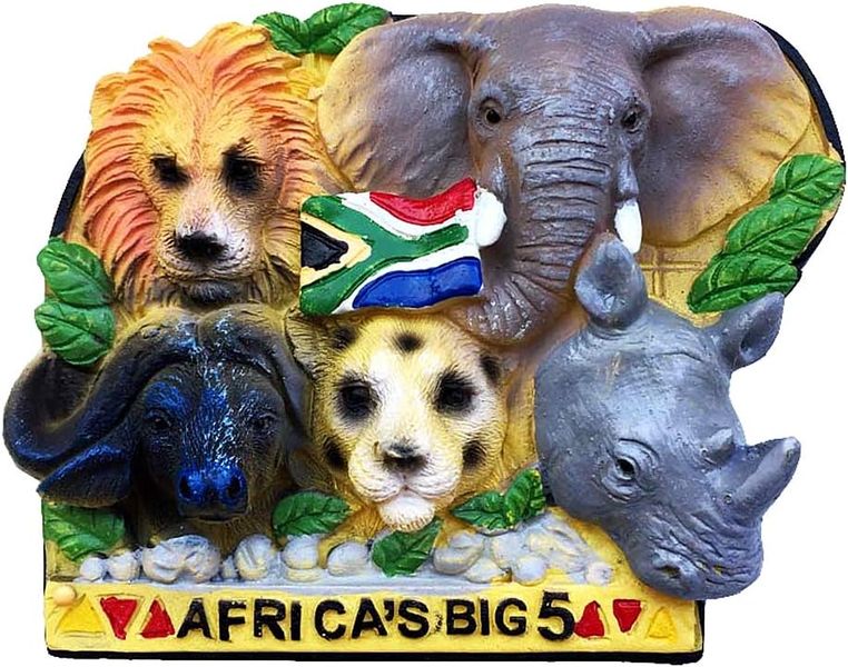 Refrigerator Magnet With Big Five Animals