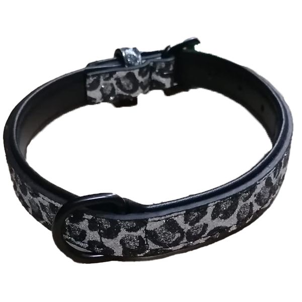 Leopard Print Glitter Dog Collar Small Dog Size