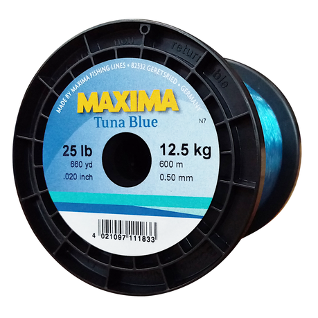 Maxima Nylon Fishing Line 12.5KG/25LB .50MM Colour Tuna Blue 600m