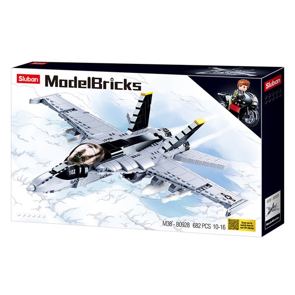 Sluban Building Set: Super Bumble Bee Airplane Model Bricks - 682 Pieces