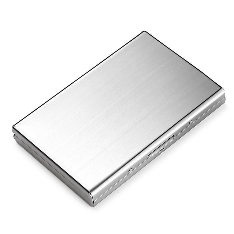 Anti-Theft Stainless Steel 6 Slot Card Holder - Brushed Silver Finish