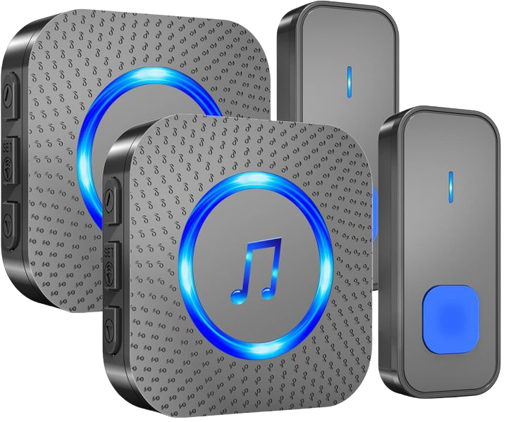 Wireless Doorbell with 2 Receivers 2 Buttons,IP55 Waterproof Doorbell