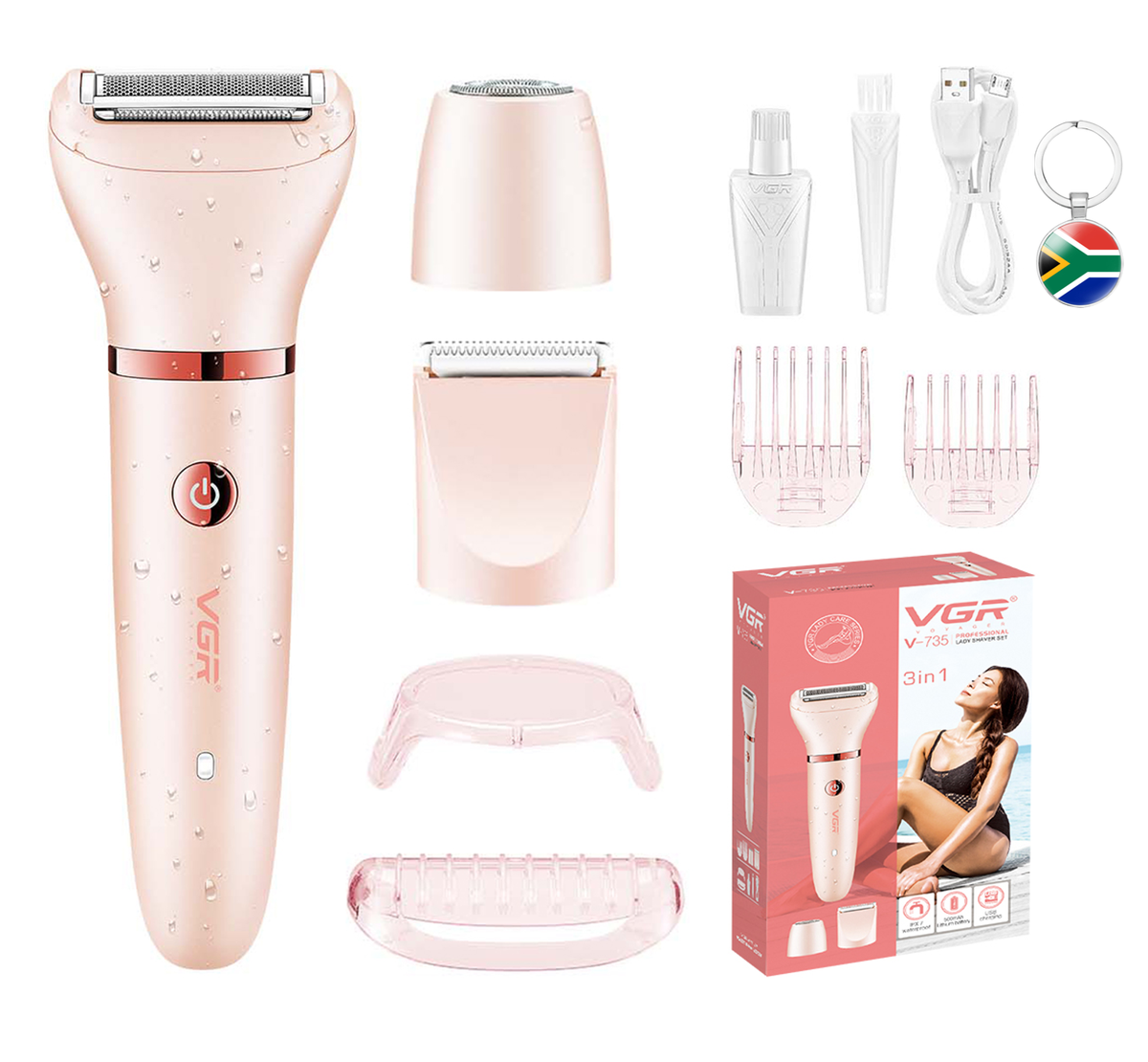 VGR 3 in 1 Professional Electric Lady Shaver Trimmer Grooming Set & Key ...