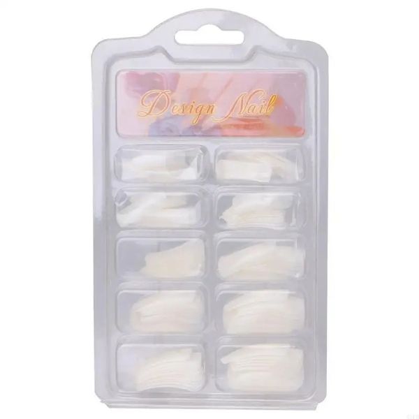 100 Natural/Clear French Acrylic False Art Fingernail Full/Half Tips Box