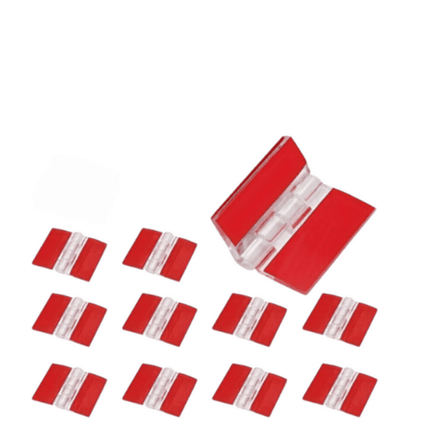 Red-Tipped Acrylic, Transparent Self-Adhesive Hinges (3.48 × 4.5.cm