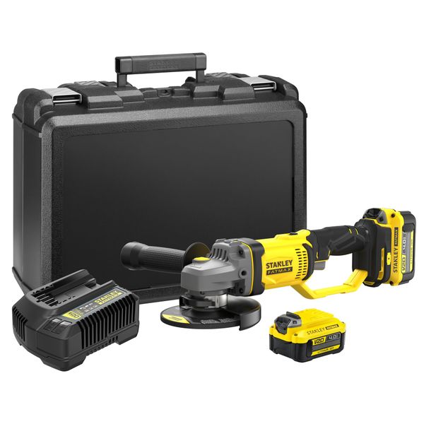 STANLEY FATMAX V20 18V 125mm Cordless Angle Grinder +2 Batteries +KitBox