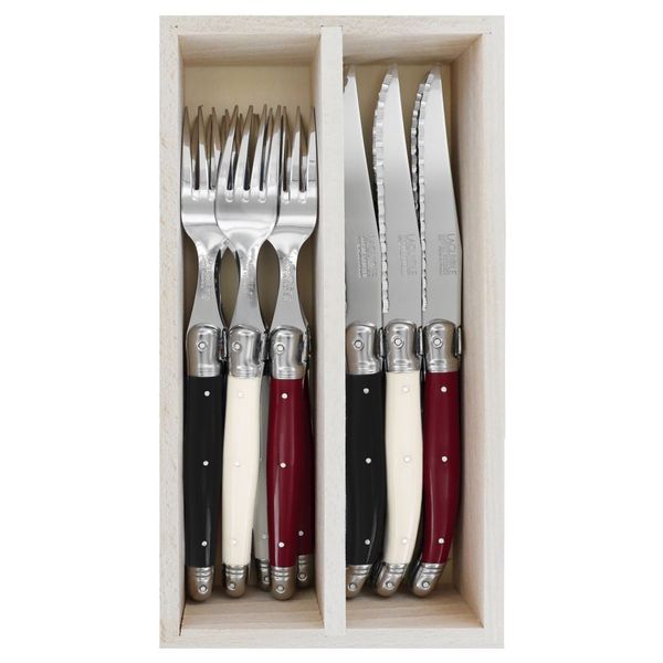 Andre Verdier Steak Knives &amp; Forks Set - Colonial - 12-piece in Wooden Box