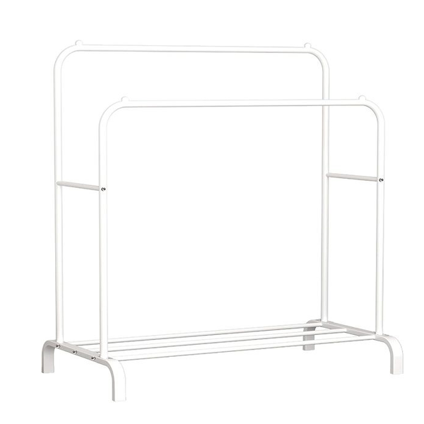 Double Pole Clothing and Shoe Storage Rack -White