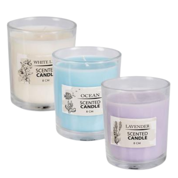 Scented Candles in Holders - Set of 3