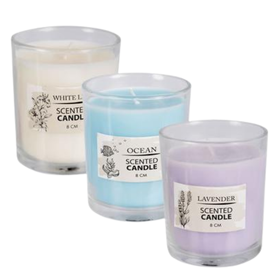 Scented Candles In Holders - Set Of 3 