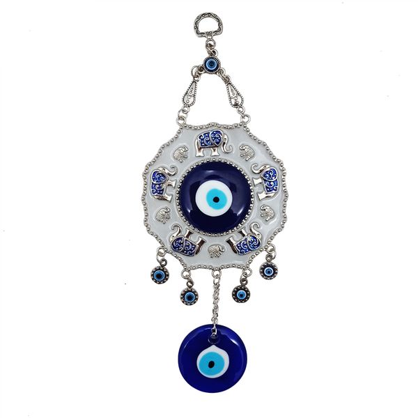 Evil Eye Elephant - Hanging - White