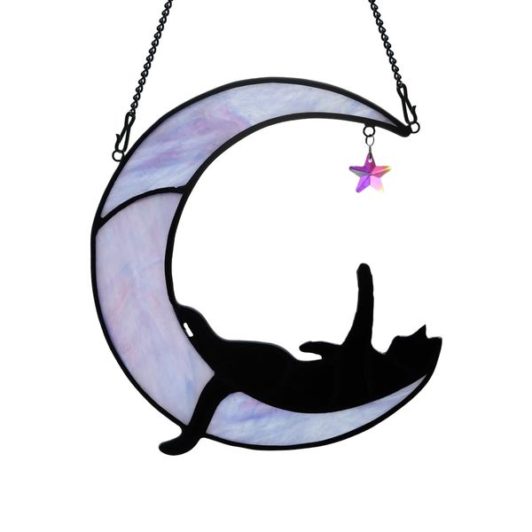 Black Cat Light Catcher Decor, Funny Cats Themed Gifts for Windows Hanging