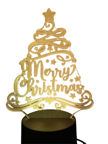 Merry Christmas LED night - bedside lamp light decor 3D Perspex Acrylic
