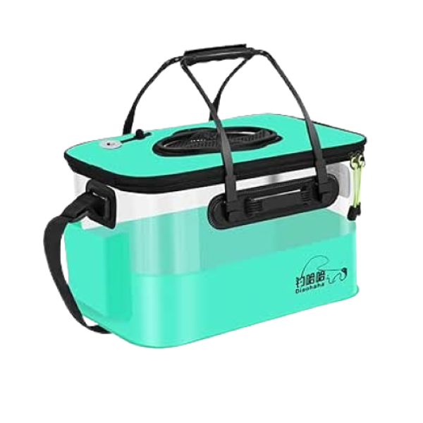 Transparent Collapsible Fishing Bucket with Mesh