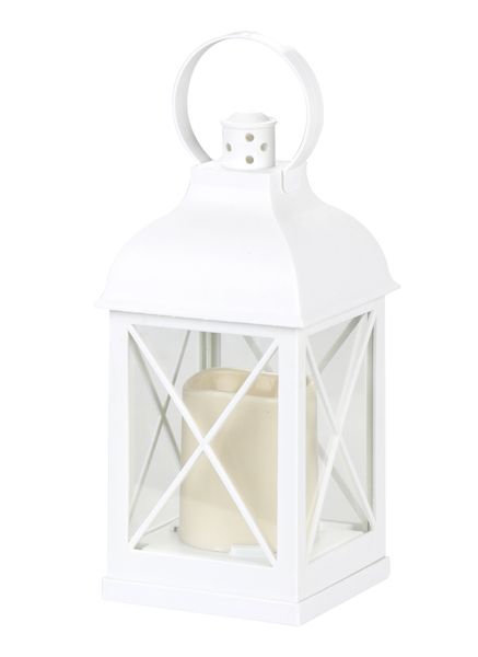 Home Quip Vintage White Lantern Warm White light - Battery Operated 60 hrs