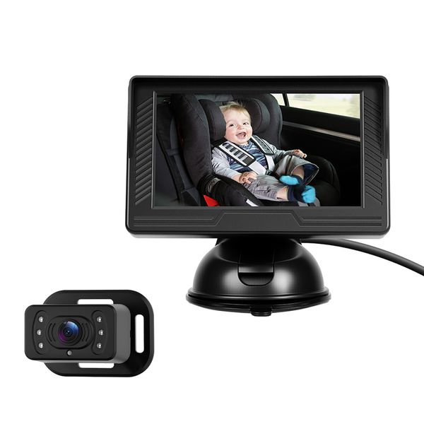 Baby Car Monitor, Camera with 4.3 Inch HD Night Vision, Wide Viewangle