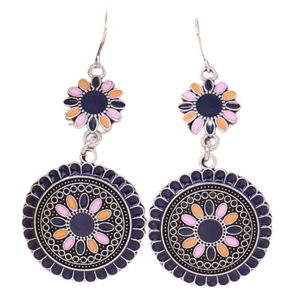 Bohemian Round Flower Drop Earrings , Gift Set