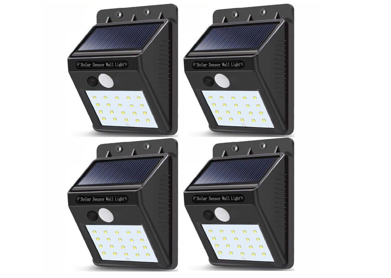 TEN TECH Set of 4 PIP Motion + CDS Night Sensor Solar LED Wall Light