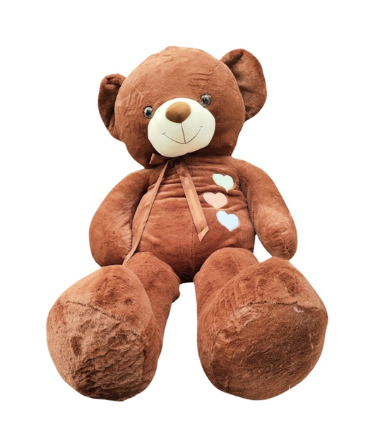 Teddy Bear 1.5m - Plush Toy with Hearts - Chocolate Brown