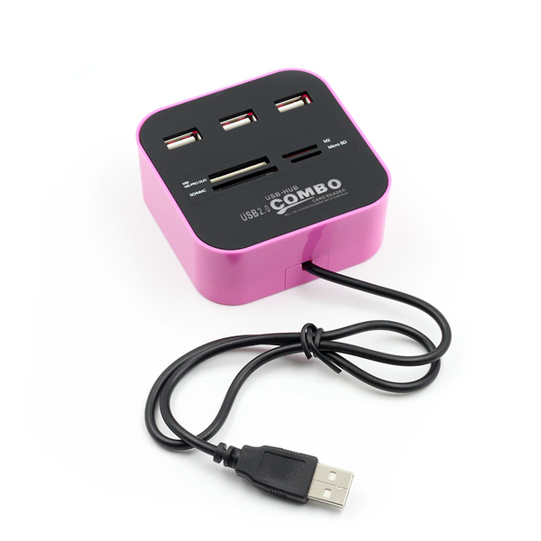USB 2.0 HUB &amp; Card Reader - Black &amp; Purple