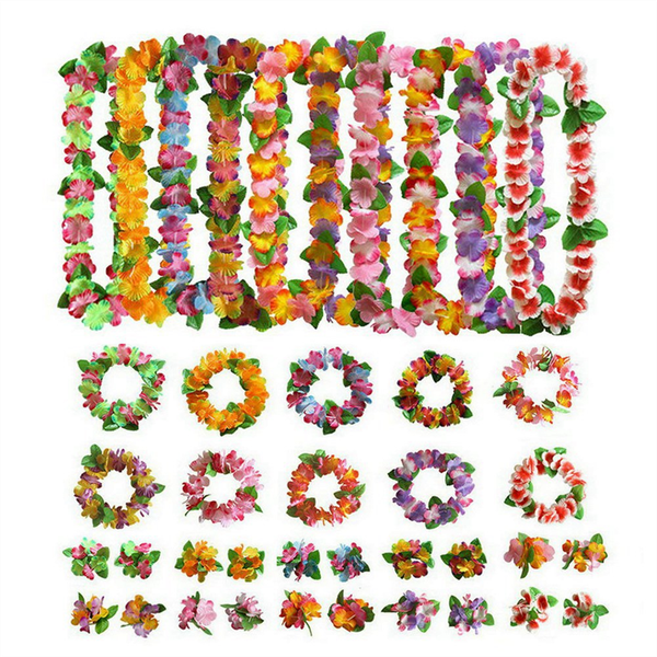 10 Sets Garland Necklaces Bracelets For Hawaii Decorations