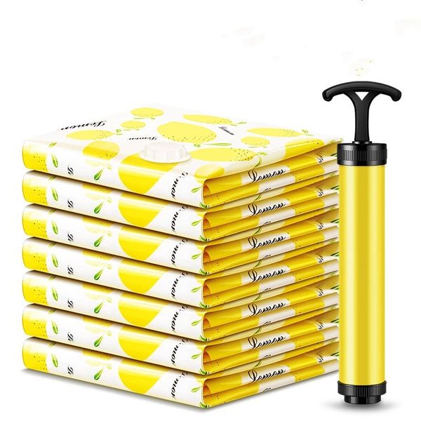 6-Pack Vacuum Storage Bags with Manual Pump - Space-Saving Organizer
