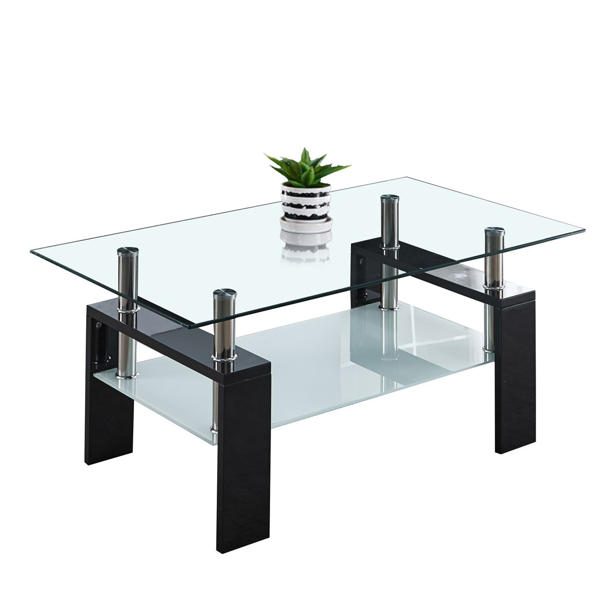 Glass Coffee Table with Double-layer Storage | Shop Today. Get it ...