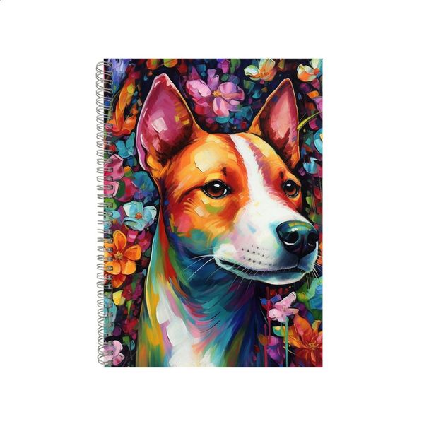 Basenji Dog With Ranunculus Neon Notebook Gift Idea A4 Notepad Pad 70