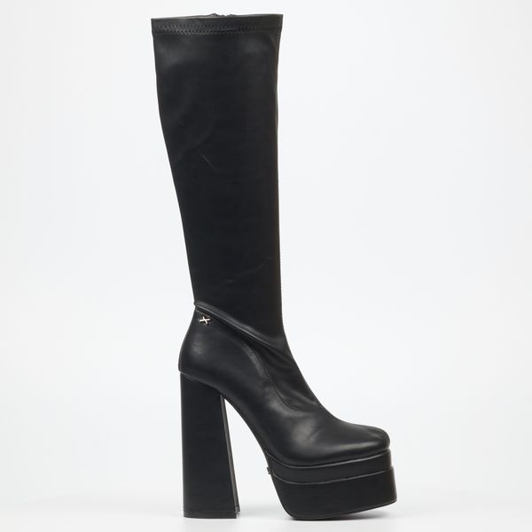 Rock &amp; Co Sachi 7 Women Faux Leather High Heel Long Boots - Black