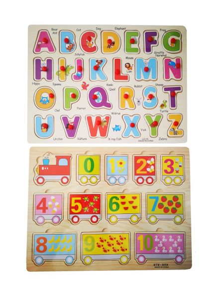 Educational Wooden Puzzle - Alphabet and Number for Kids