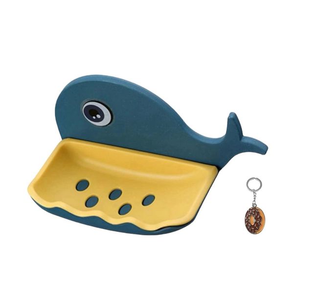 Plastic Wall Mount Soap Holder, Cartoon Whale Design And Keyring