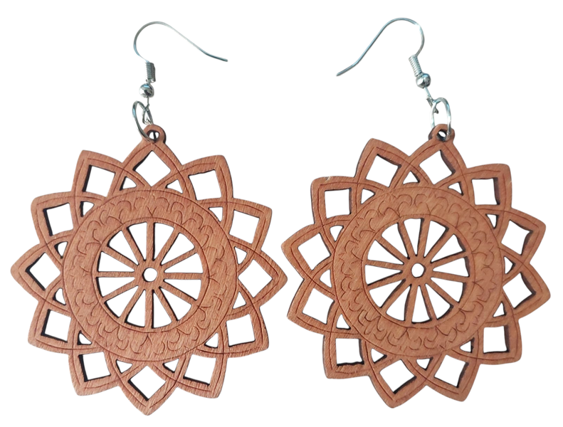 Bohemian Wooden Star Inspired Earrings
