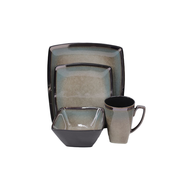 Reactive Cream/Blue Dinner Set - 16-Piece