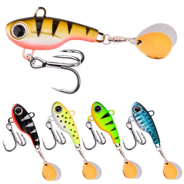 5 Piece Metal Puffer-Shaped Fishing Spinner Baits Lures Set