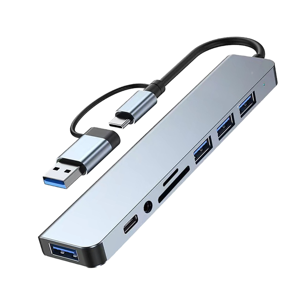 8-In-1 Usb Hub With Audio Jack Compatible With Tablets Multi-Port Adapter