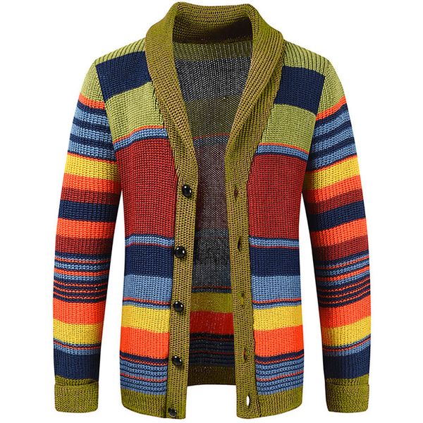Men's Cardigan Sweater Neck Warm Knitted Sleeve for Casual and Fashion
