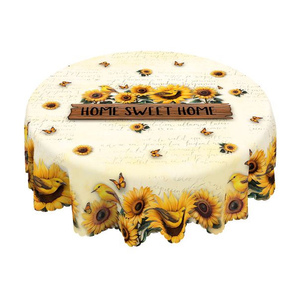 Sunflower &amp; "Home Sweet Home" Tablecloth for Cozy Family Dining