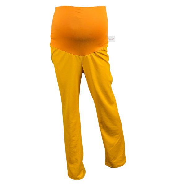 Maternity Corporate Pants -Straight Legs -Yoga Style High Waist- Mustard