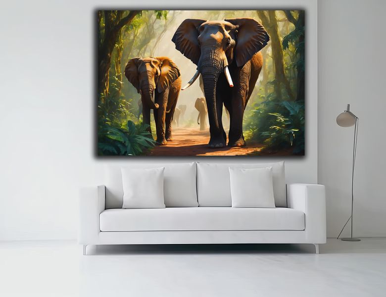 0207 Elephant Fam Canvas Wall Art